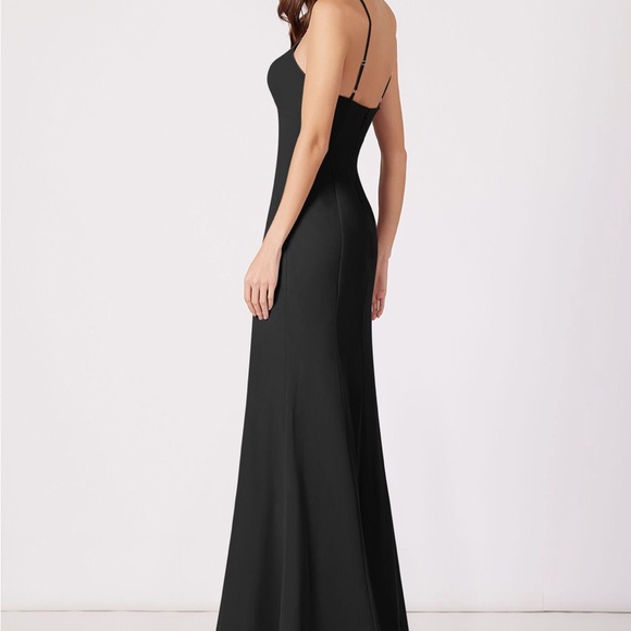 Azazie Livy black floor length dress worn once size A2 - Picture 2 of 4